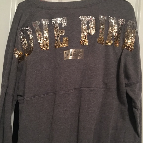 PINK Victoria's Secret Tops - EUC VS Pink Sequin Spirit Jersey